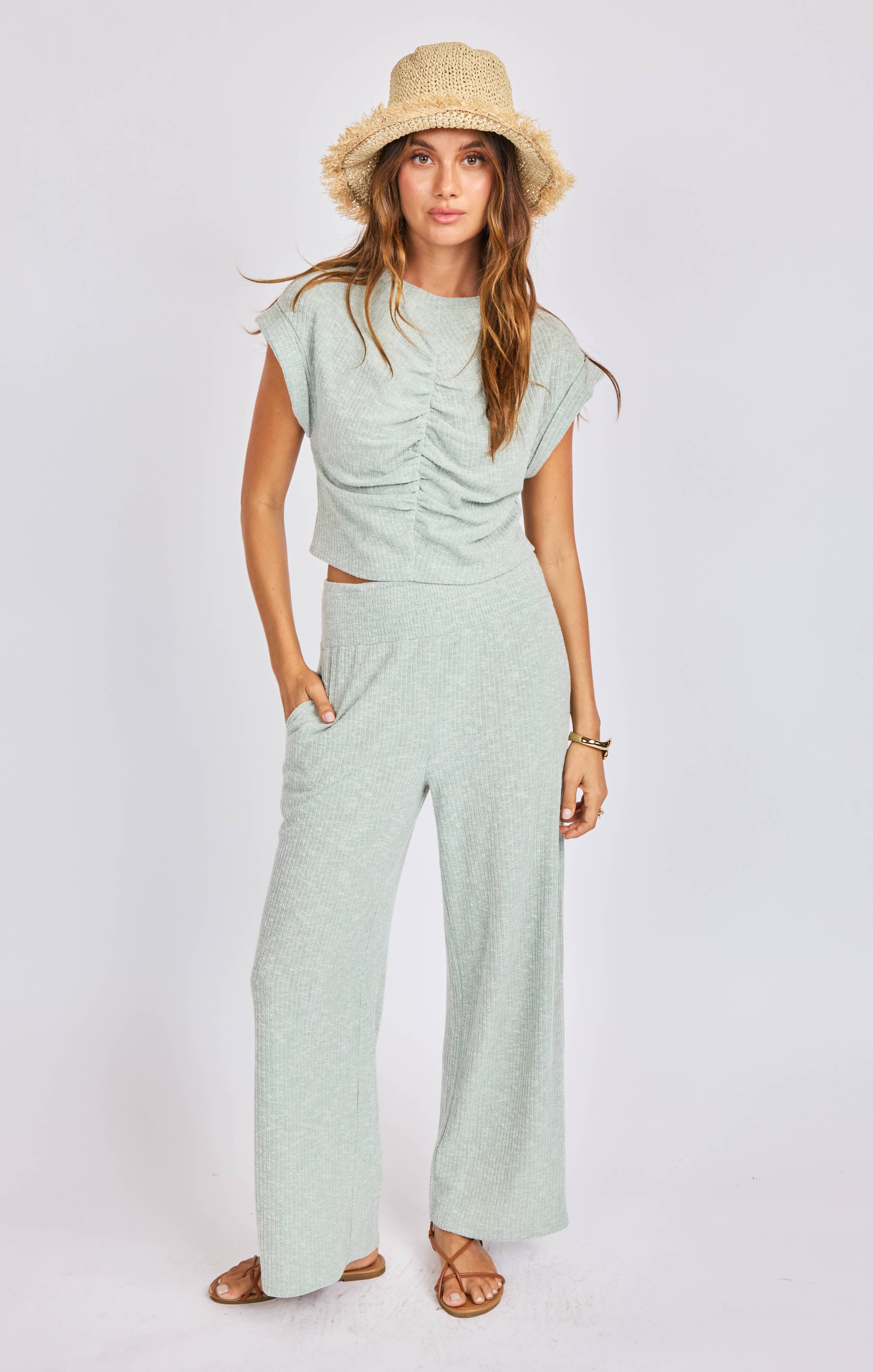 Laguna Knit Pants:LIGHT SAGE