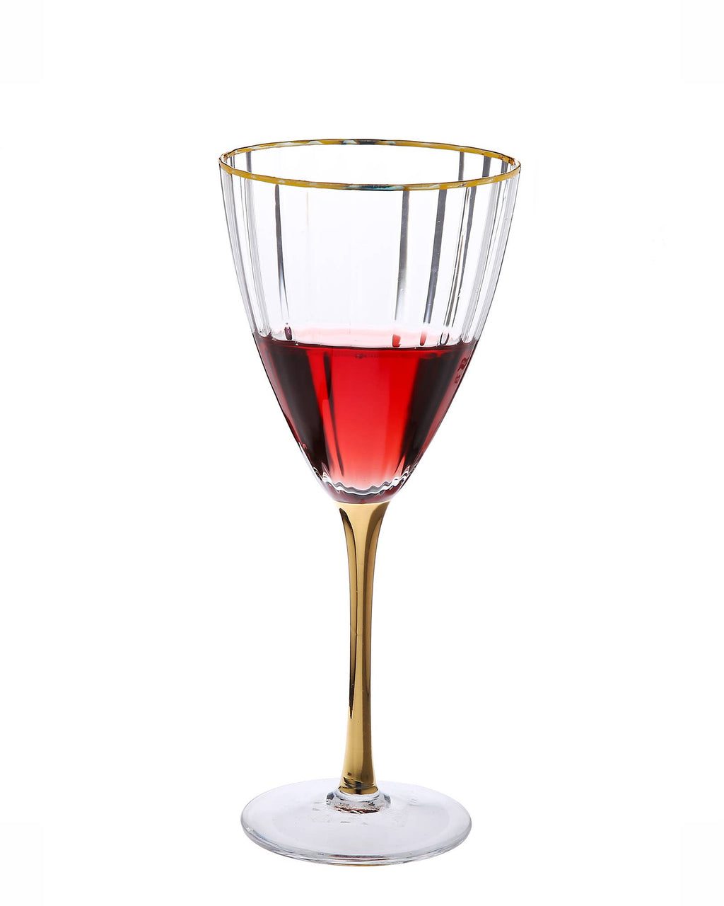 Line Textured Glasses with Gold Stem and Rim