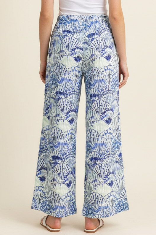 HIGH-WAISTED WIDE LEG SEASHELL PANTS - 4748BJ