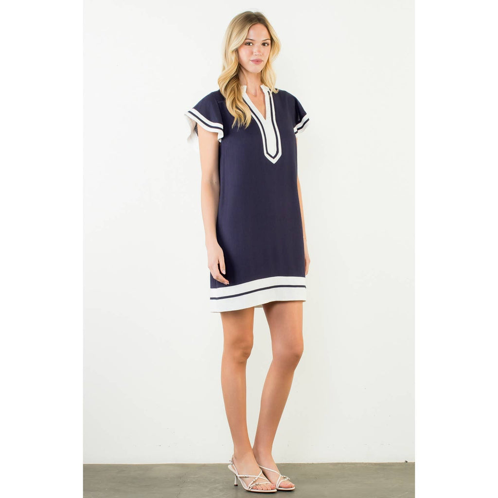 Flutter Sleeve V-Neck Dress