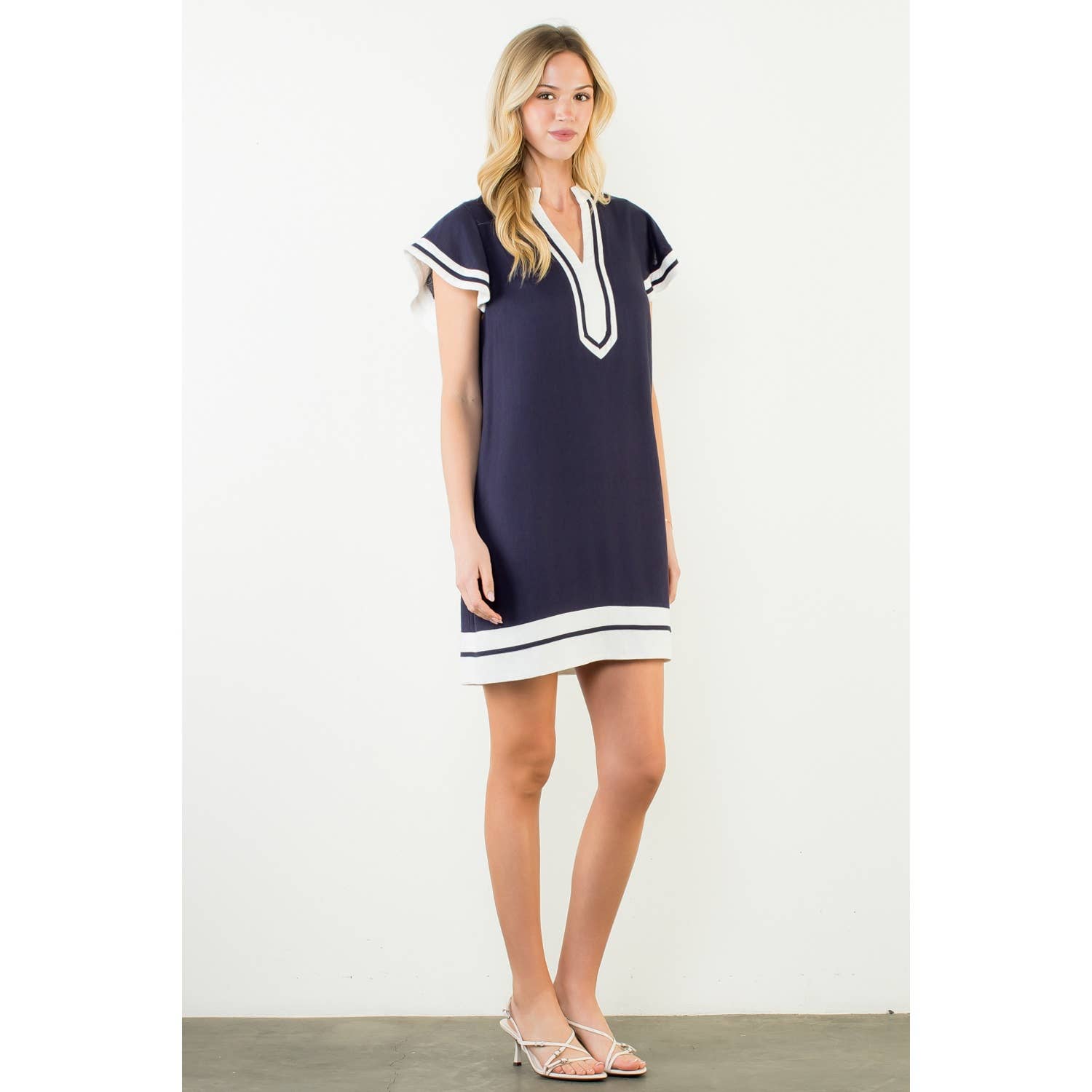Flutter Sleeve V-Neck Dress