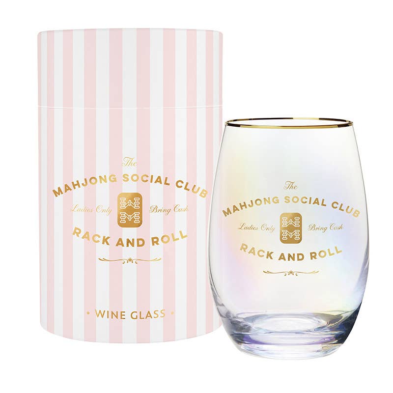 Gold Foil Stemless Wine Glass - Mahjong Social Club