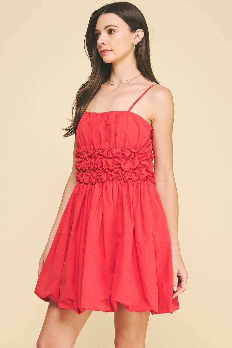 BUBBLE HEM MINI DRESS - 5858D