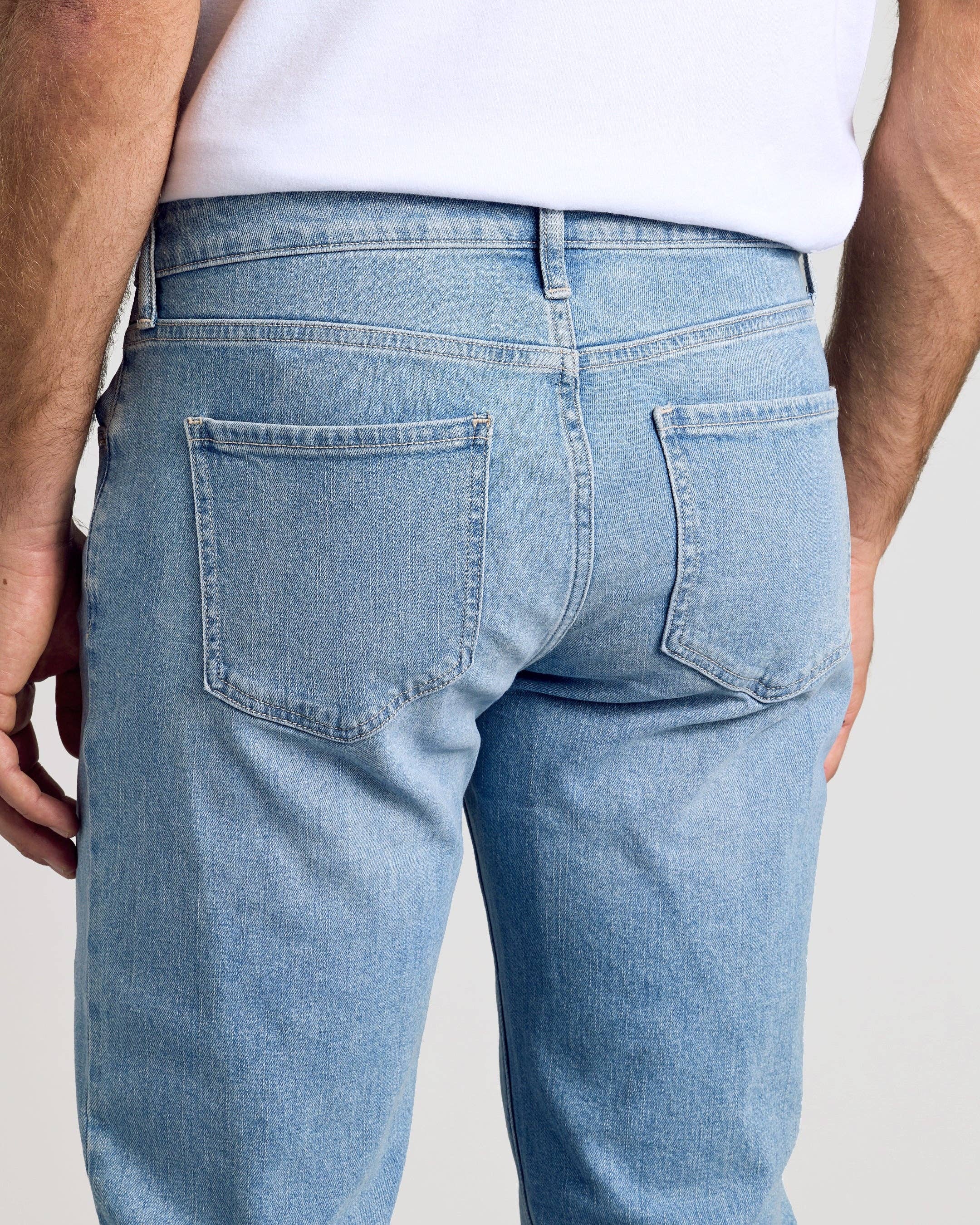 Light Indigo Wash Straight Authentic Denim Jeans