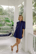 Navy Button Front Shirt Dress