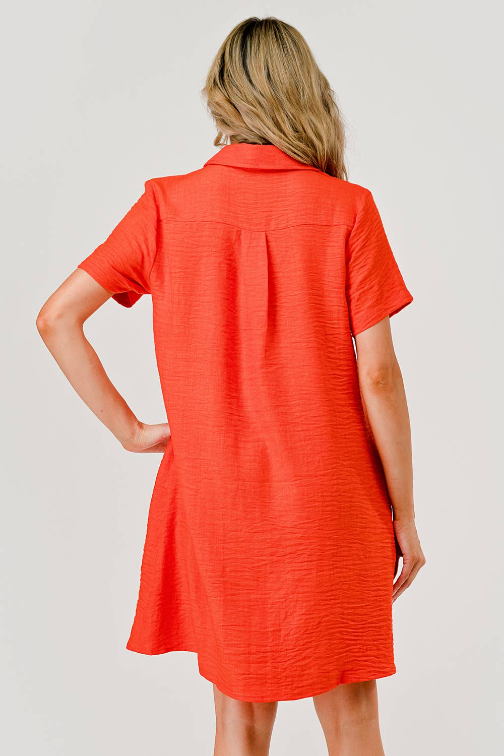 Ellie Casual Collared Game Day Shift Dress Orange MBD-9750