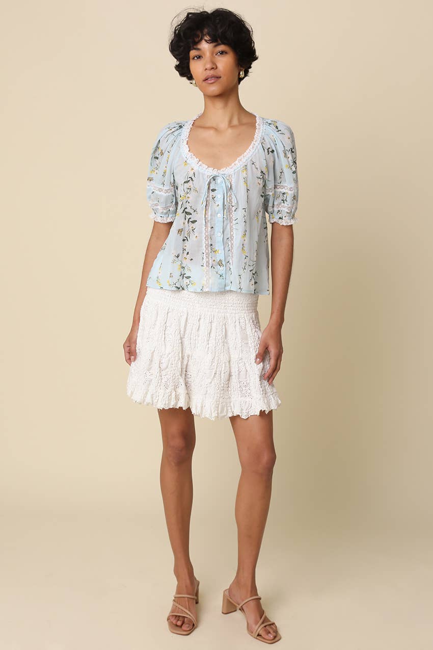 Maribel Floral Tie-Front Blouse
