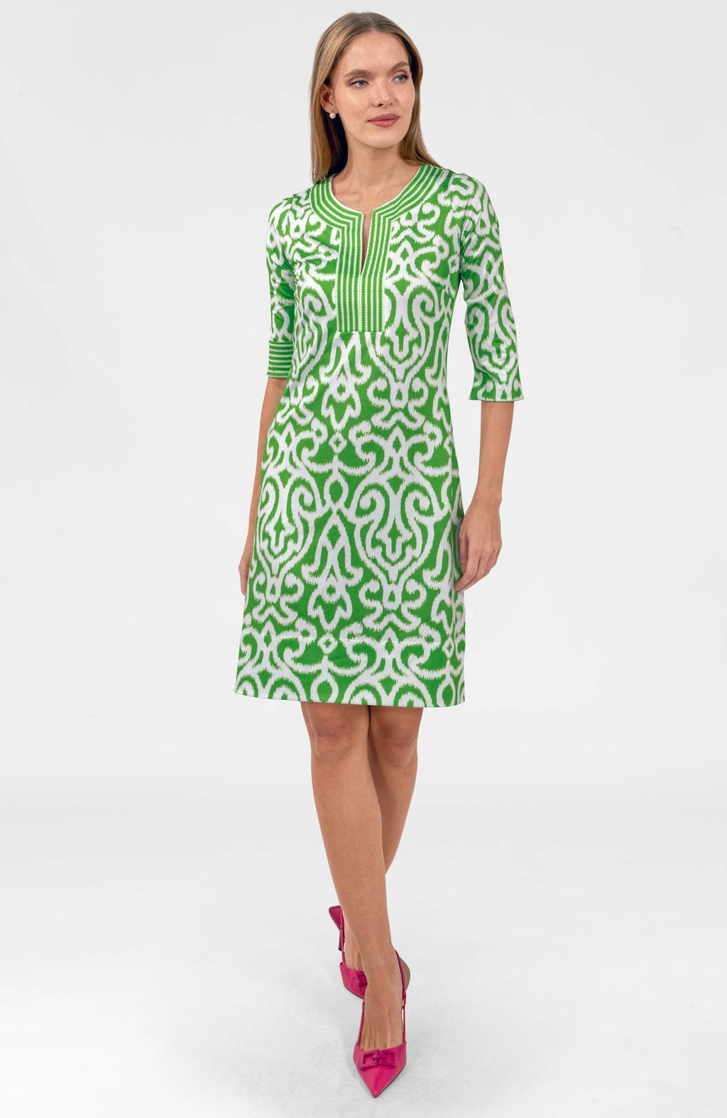 Split Neck Dress- Arabesque