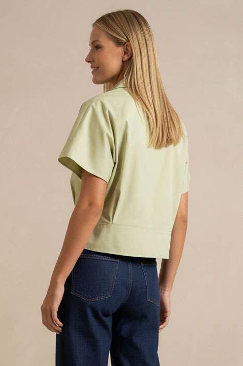 Tailored Taffeta Short Sleeve Blouse