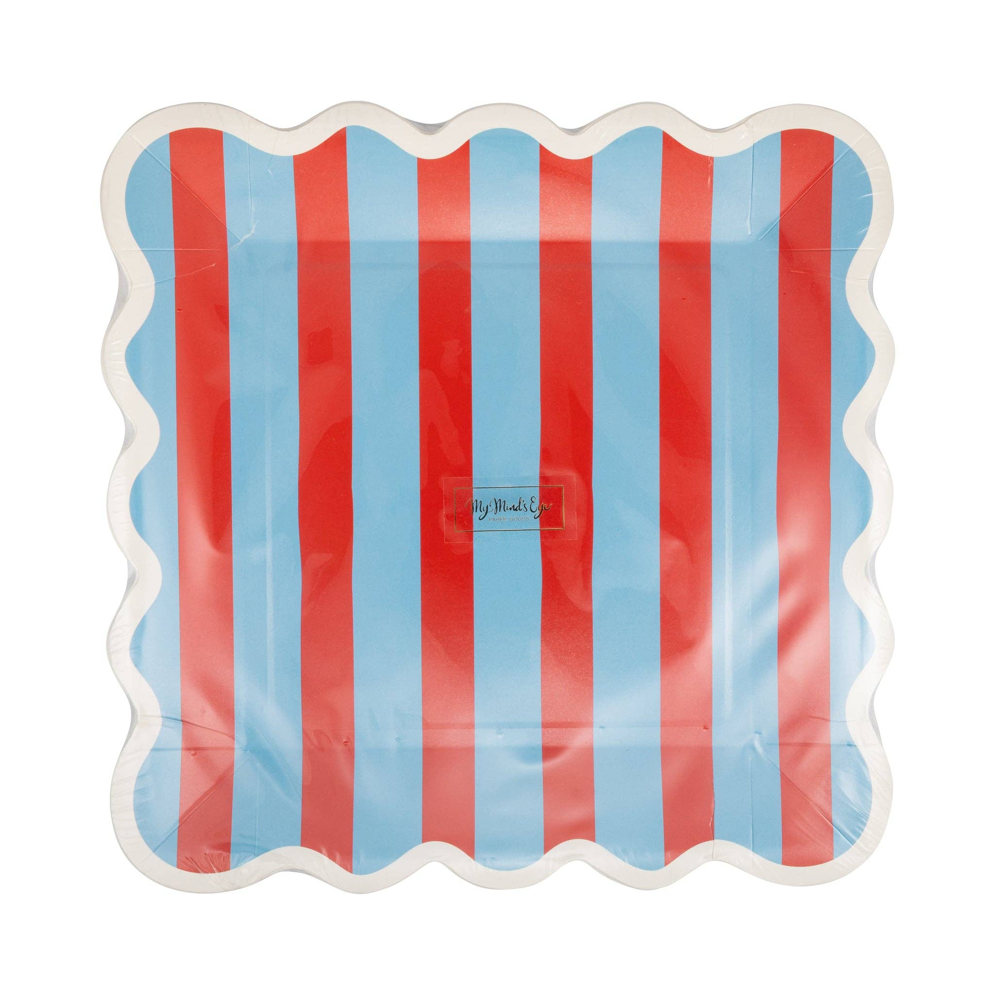 BAM1241 - Blue & Red Striped Paper Plate - 9"