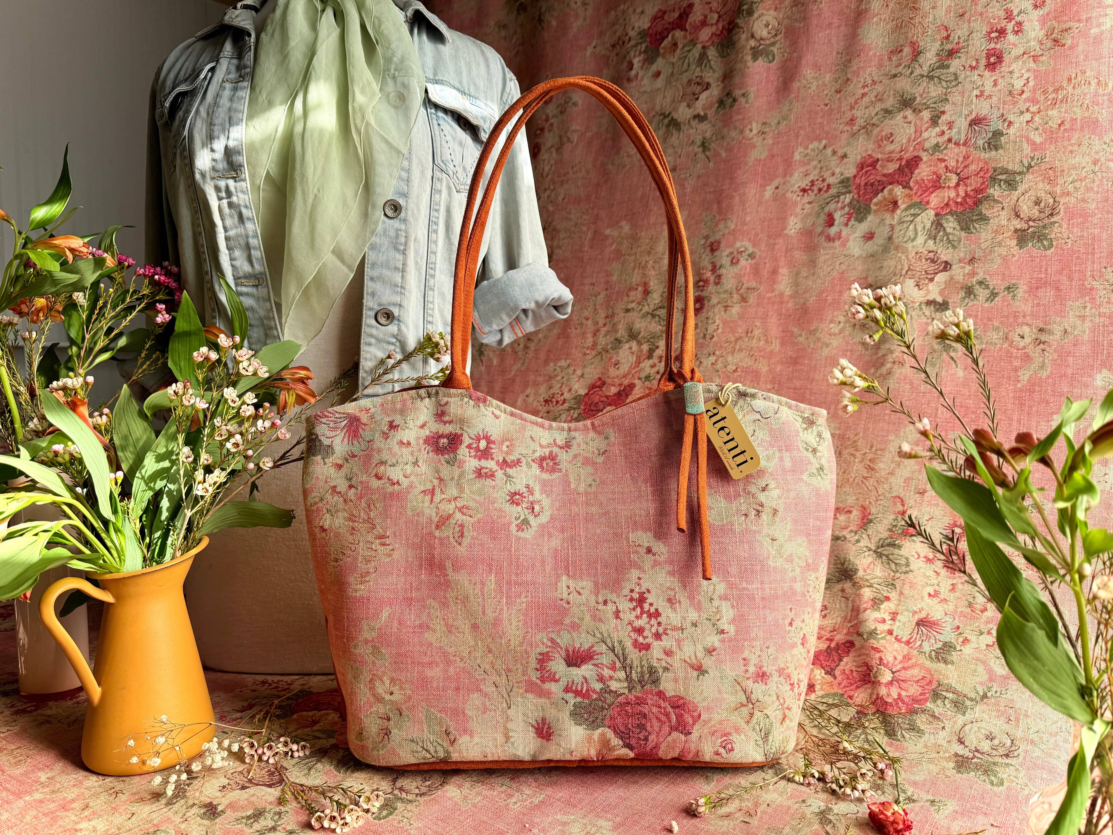 Rosewood Lolita, Atenti USA Handmade, Floral Shoulder Bag and Pouch Set