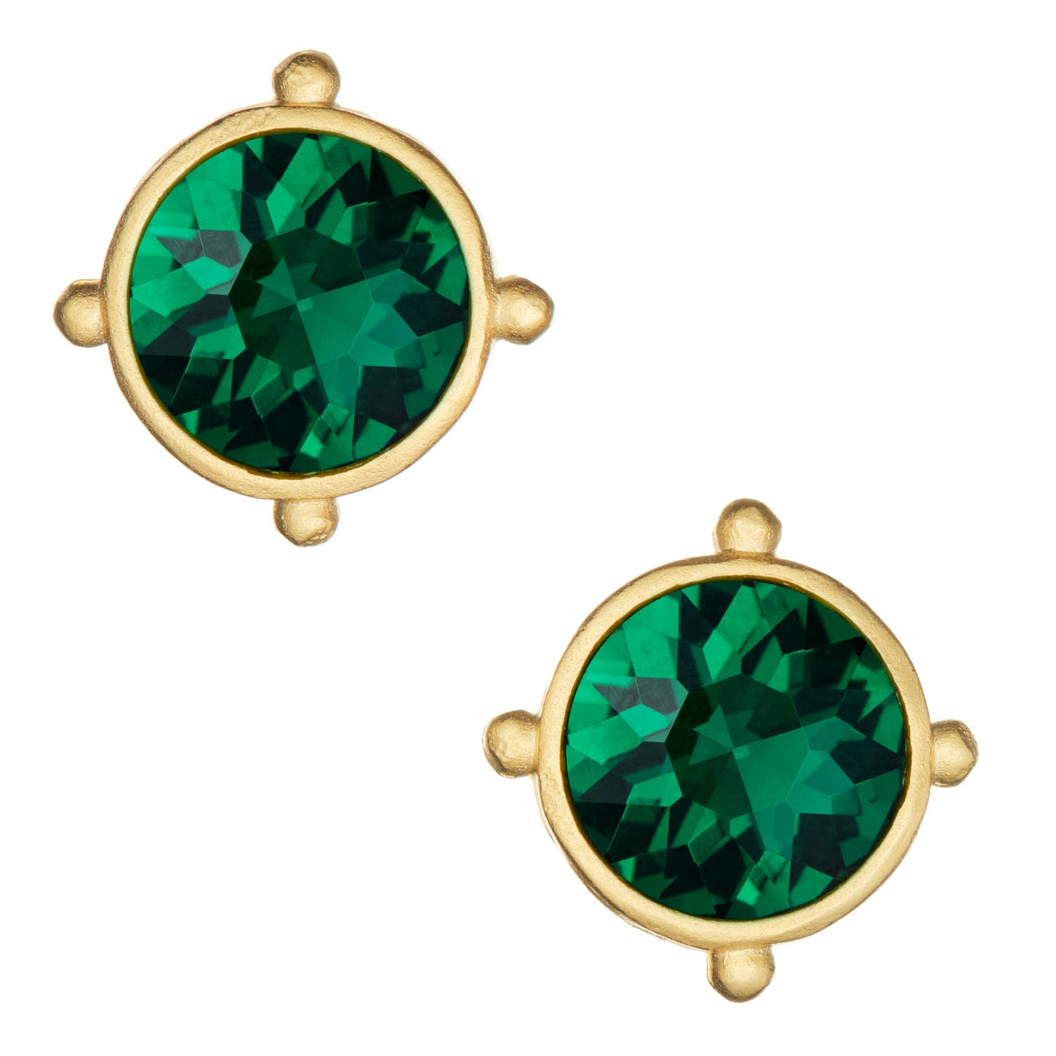 Emerald Crystal Round Studs