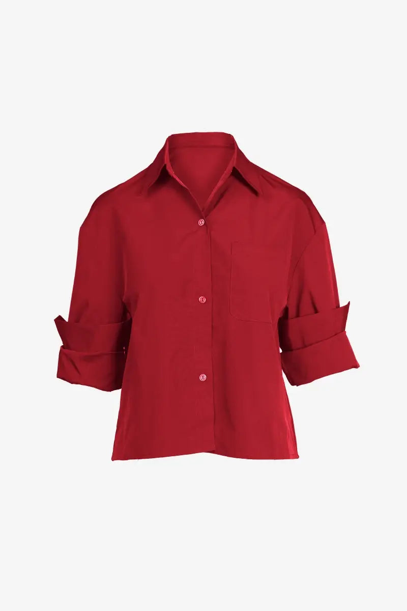 Rolled Sleeve Button Up Blouse