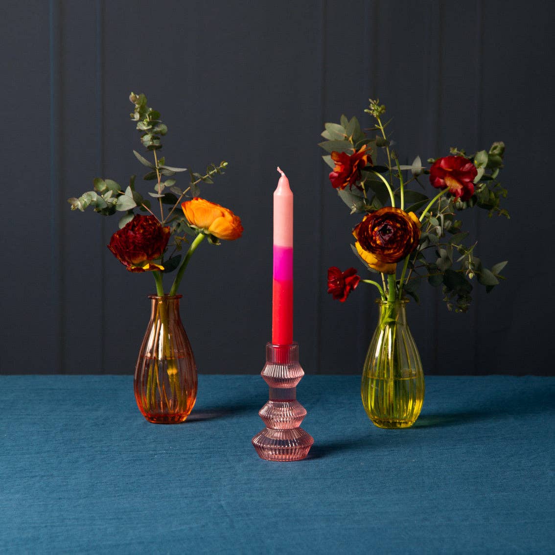 Pink Glass Candlestick Holder | Mothers Day Gifts |