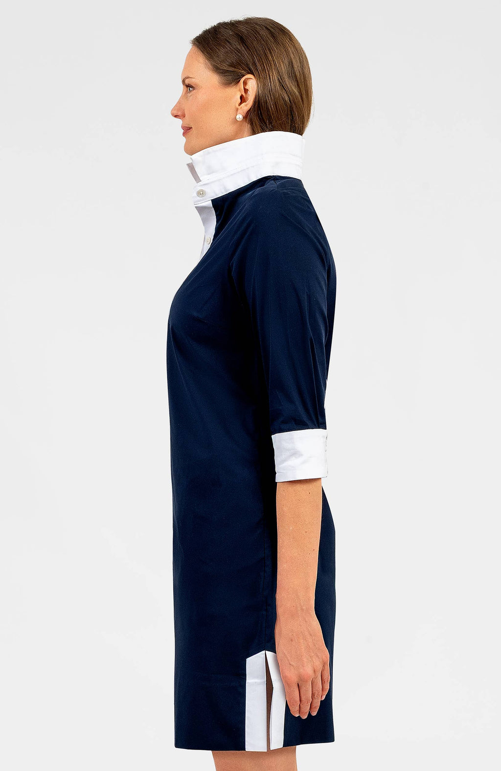 Cotton Shirt Tail Dress. - Solid