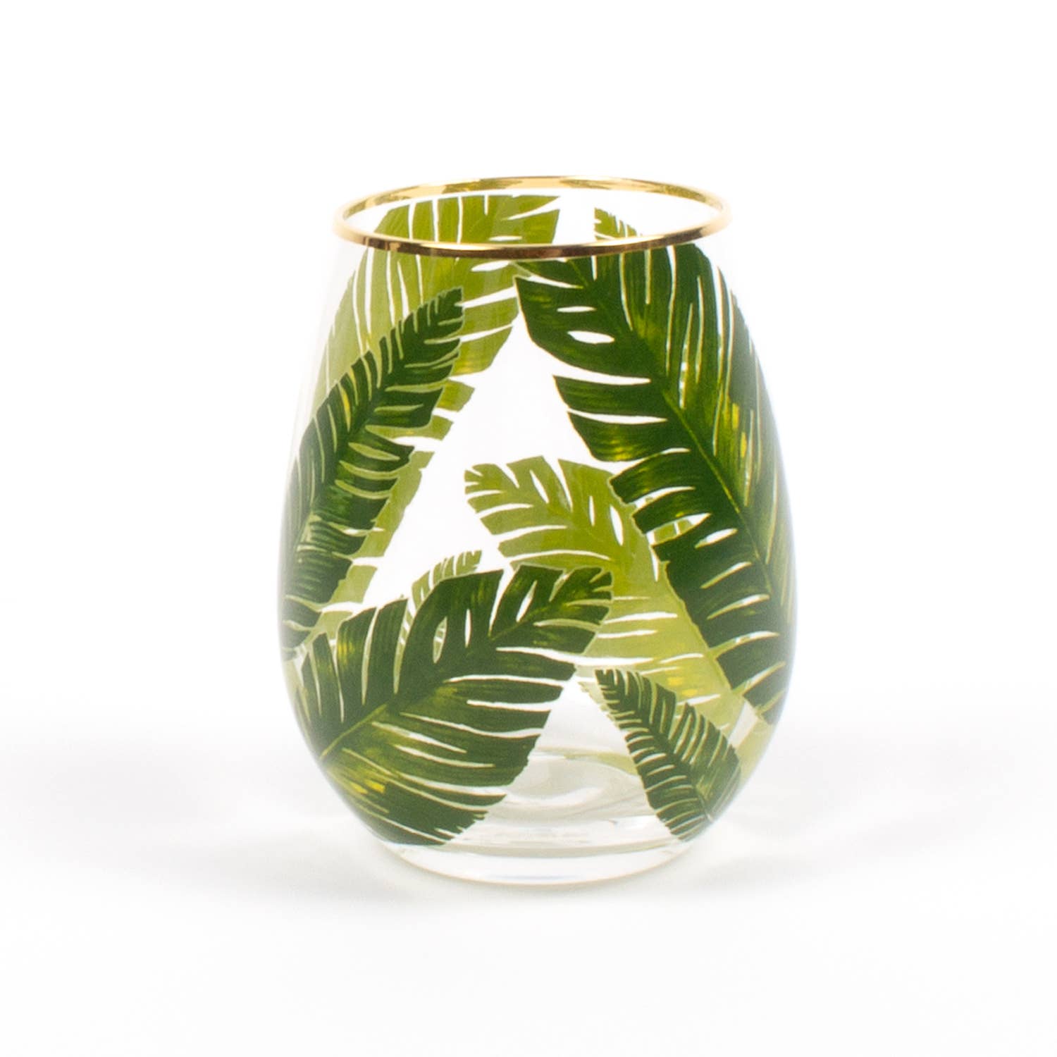 Botanical Leaf Stemless Wine Glass