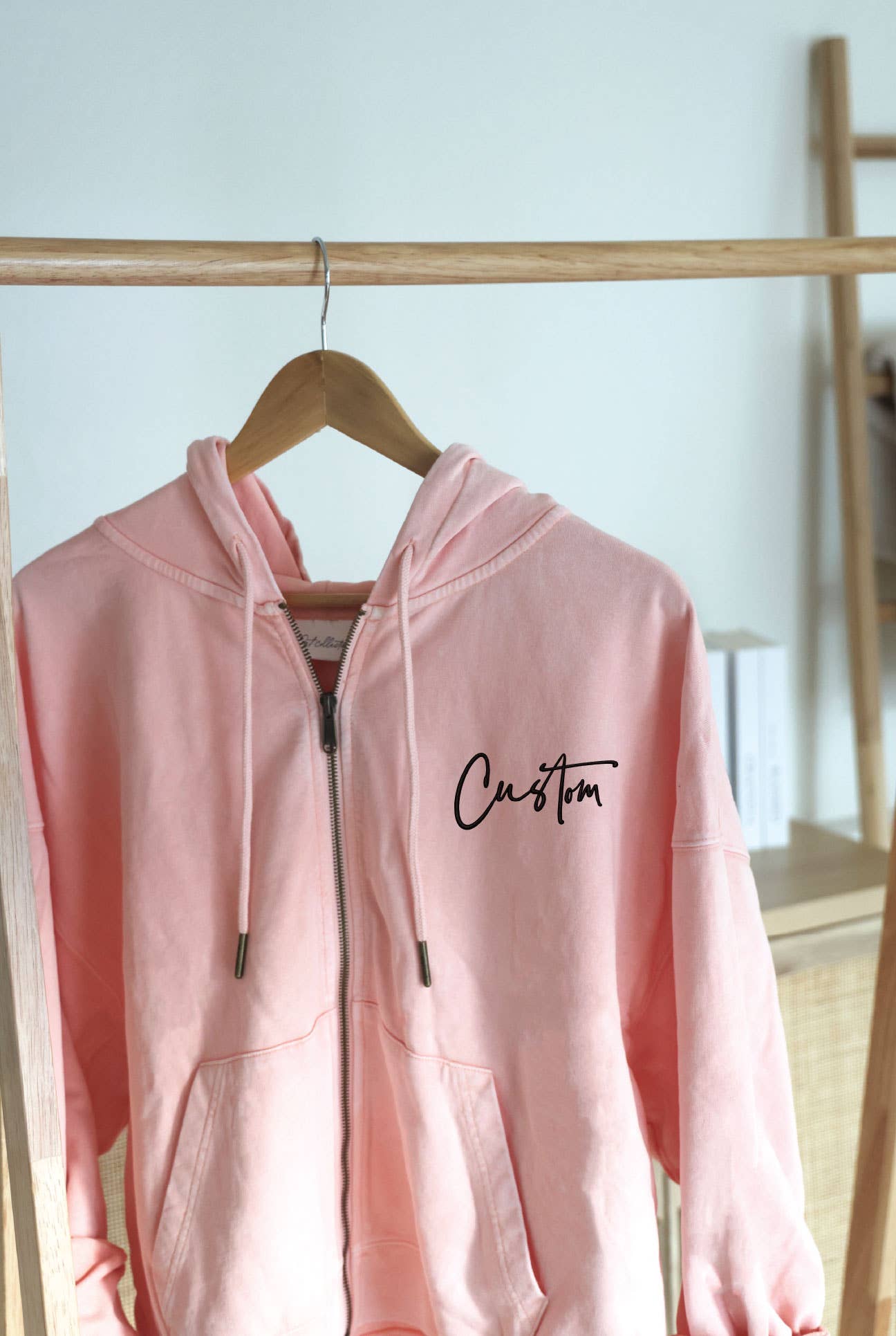 CUSTOM EMBROIDERED Cropped Mineral Zipper Hooded