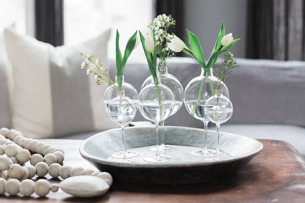Clear Wine Glass Shaped Flower Vase, Large