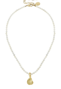 Gold Oyster on Ivory Beaded Necklace