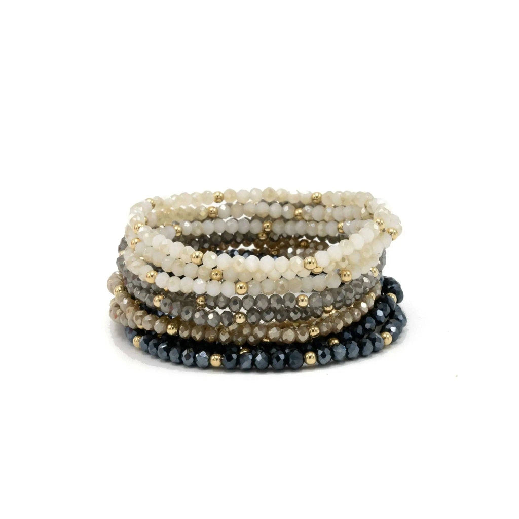 OG Shimmer Bracelet Stack in Winter White + Gold Filled