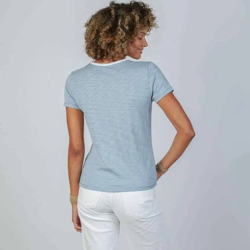 Short Sleeve Reverse Rebel Tee in Dusty Blue