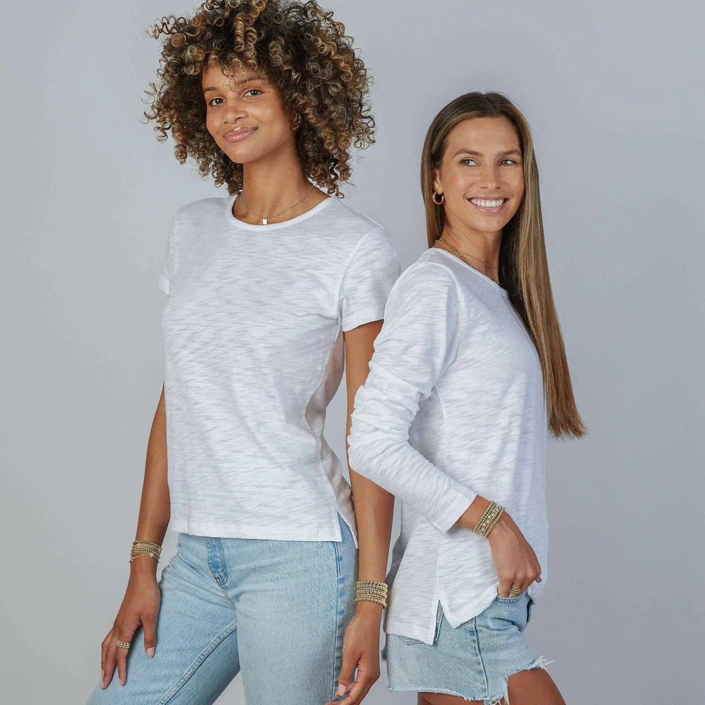 Short Sleeve Jeans Crew in Pima Cotton White
