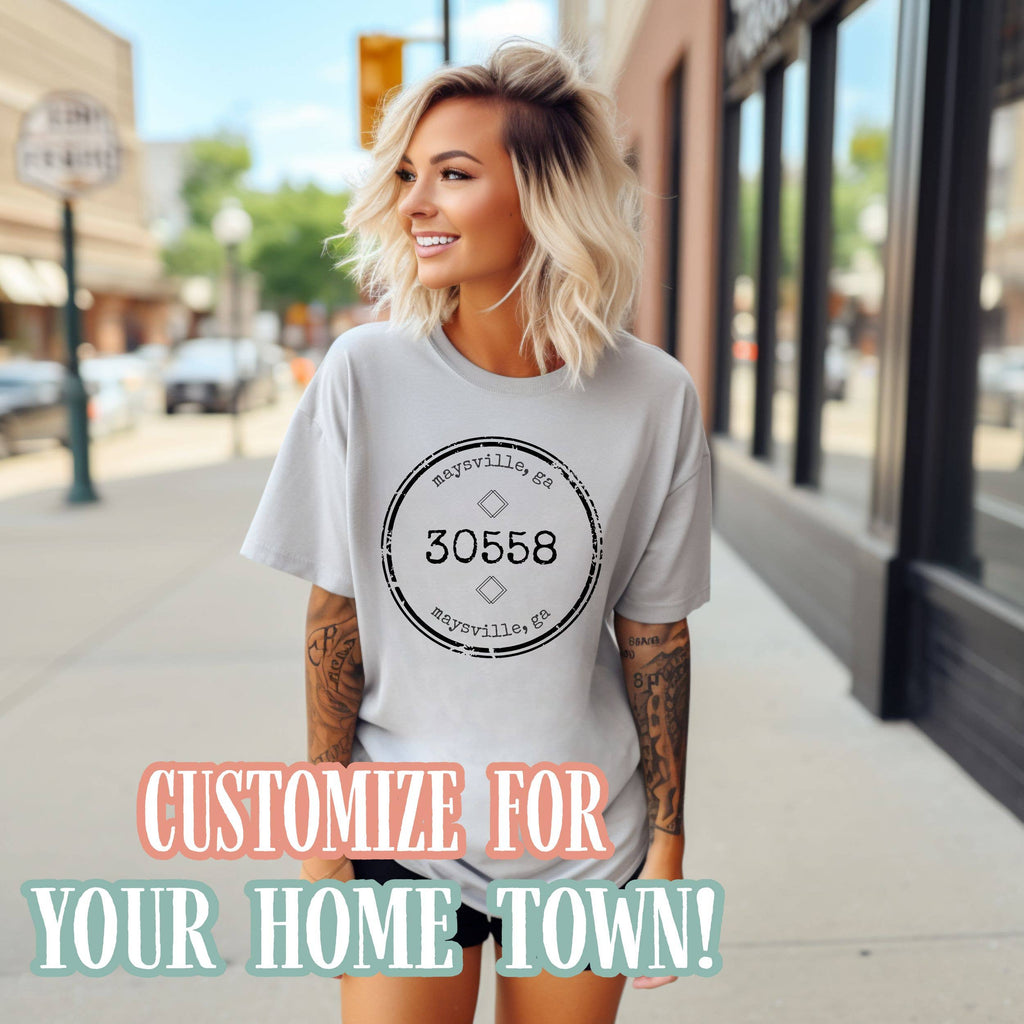 Distressed Zip Code Circle -