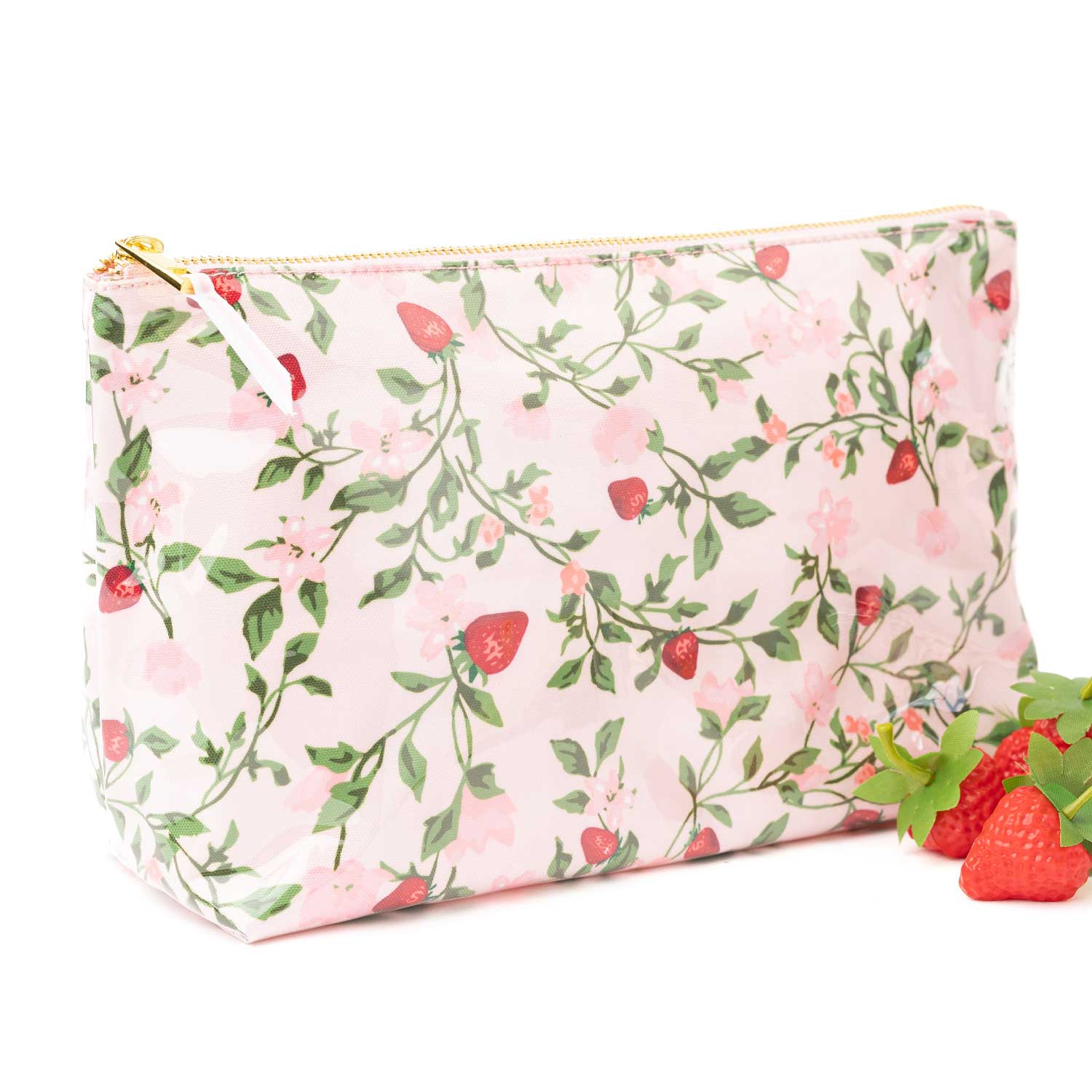 Berry Botanical Clear Coated Travel Cosmetic Case