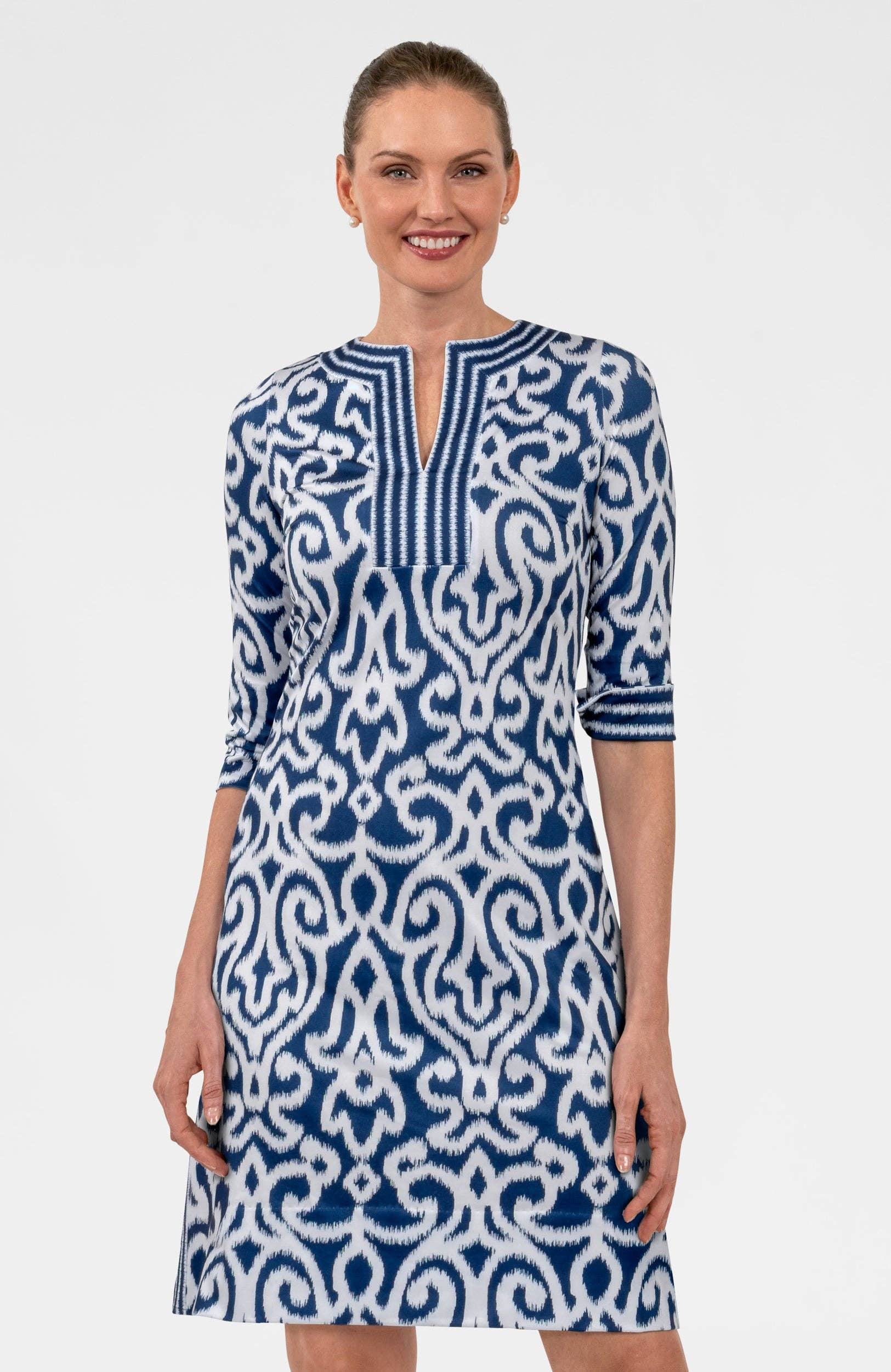 Split Neck Dress- Arabesque