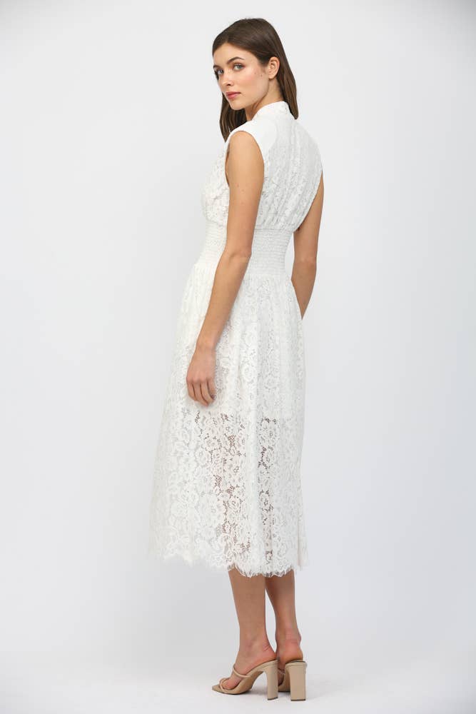 FRONT ZIP CLOSURE SLVL LACE DRESS FD34114