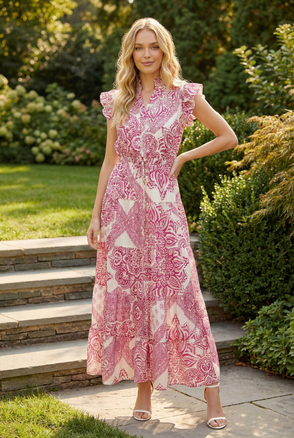 PAISLEY PRINT TIERED MAXI DRESS - 3775DW