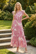 PAISLEY PRINT TIERED MAXI DRESS - 3775DW