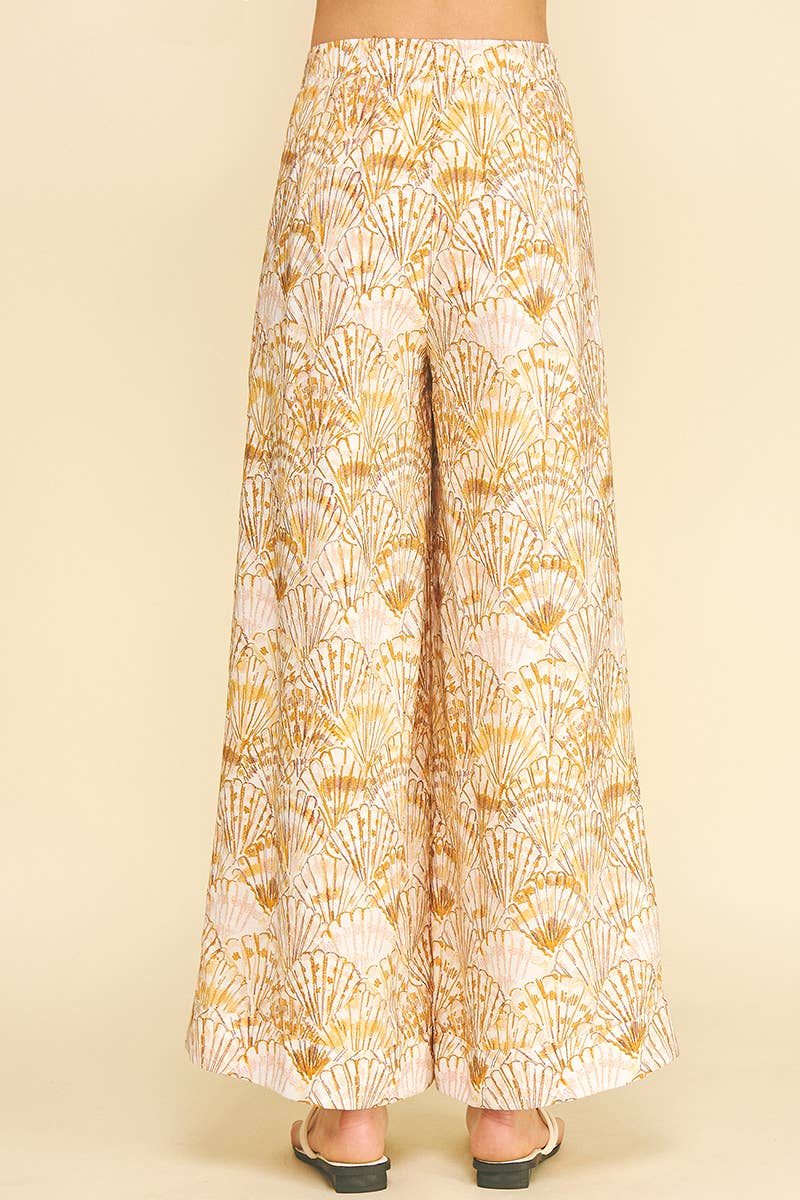 HIGH-WAISTED WIDE LEG SEASHELL PANTS - 4748BJ