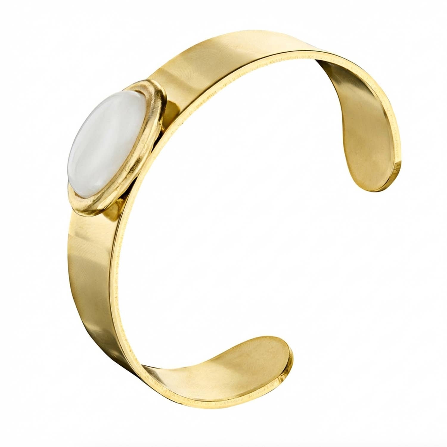 White Agate Oval Cabochon Cuff