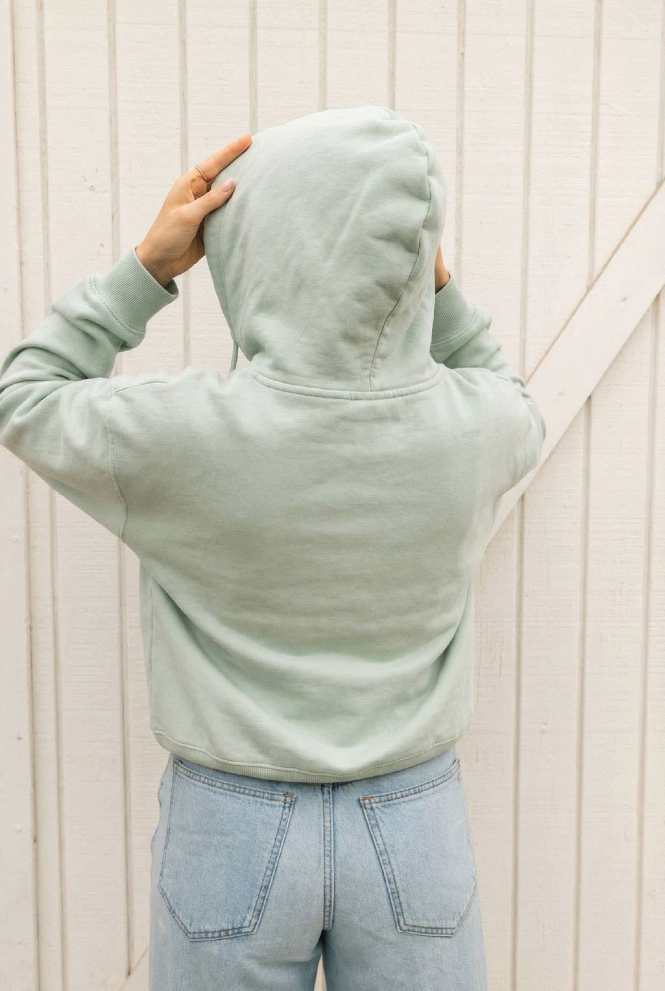 CUSTOM EMBROIDERED Cropped Mineral Zipper Hooded