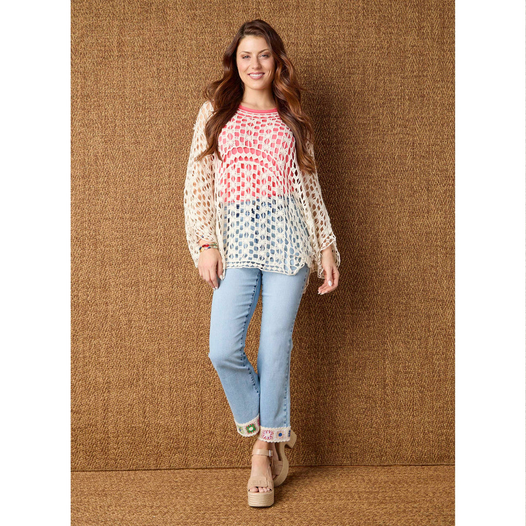 EverStretch Flare Crop with Crochet Floral Trim