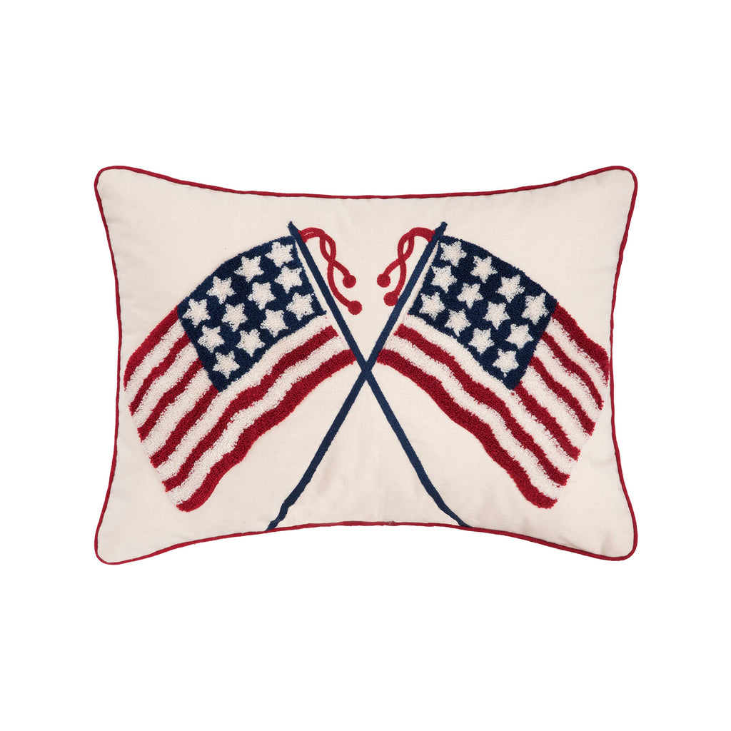 Patriotic Double US Flag 4th Of July Throw Pillow