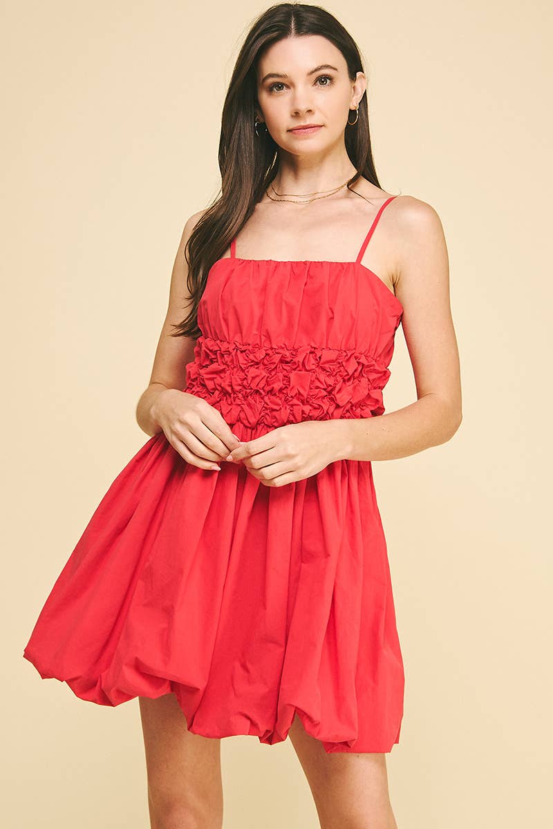 BUBBLE HEM MINI DRESS - 5858D