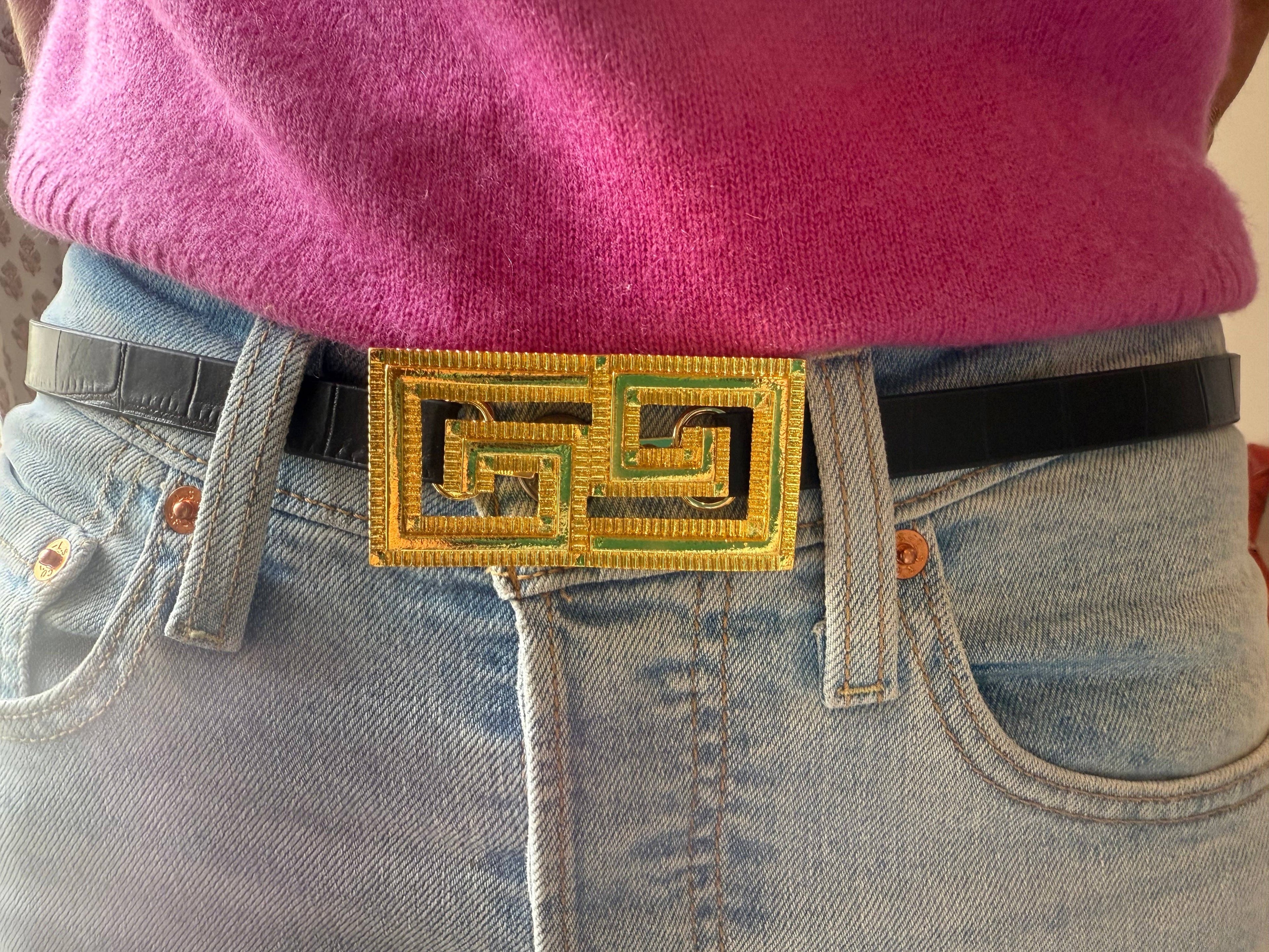 Gold Original Greek Key Belt Buckle