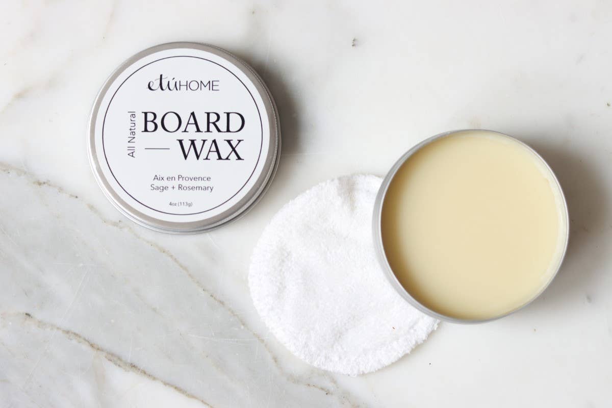 All-Natural Wood Board Wax with Cloth Pad | Rosemary & Sage