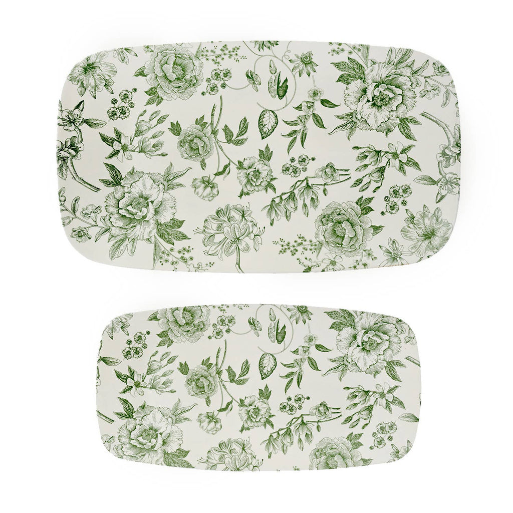 *NEW* Green Delft Stacking Melamine Tray - Set of 2
