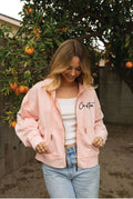 CUSTOM EMBROIDERED Cropped Mineral Zipper Hooded