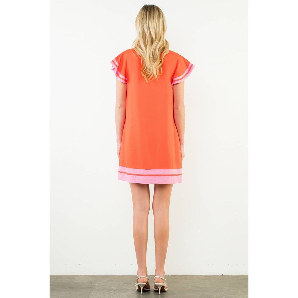 Flutter Sleeve V-Neck Dress