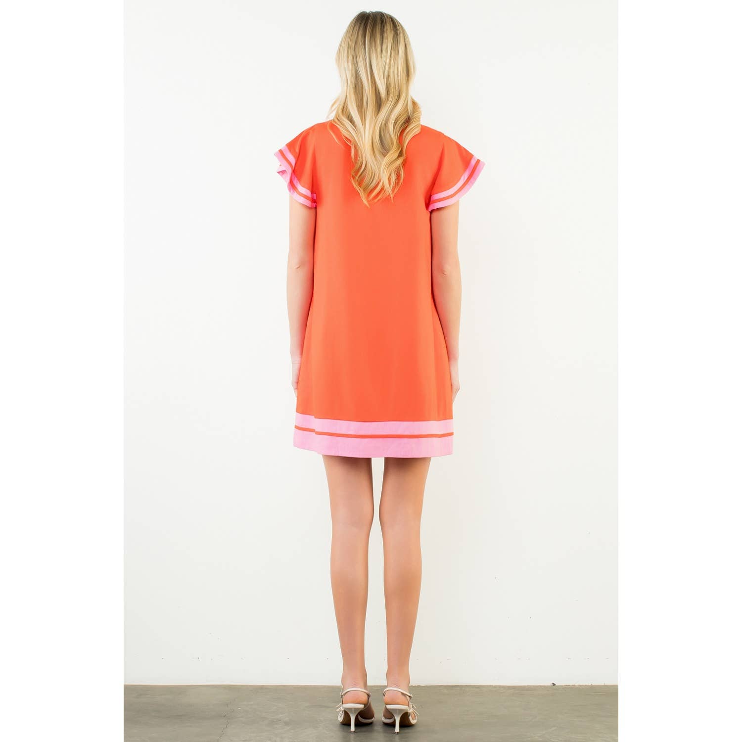 Flutter Sleeve V-Neck Dress