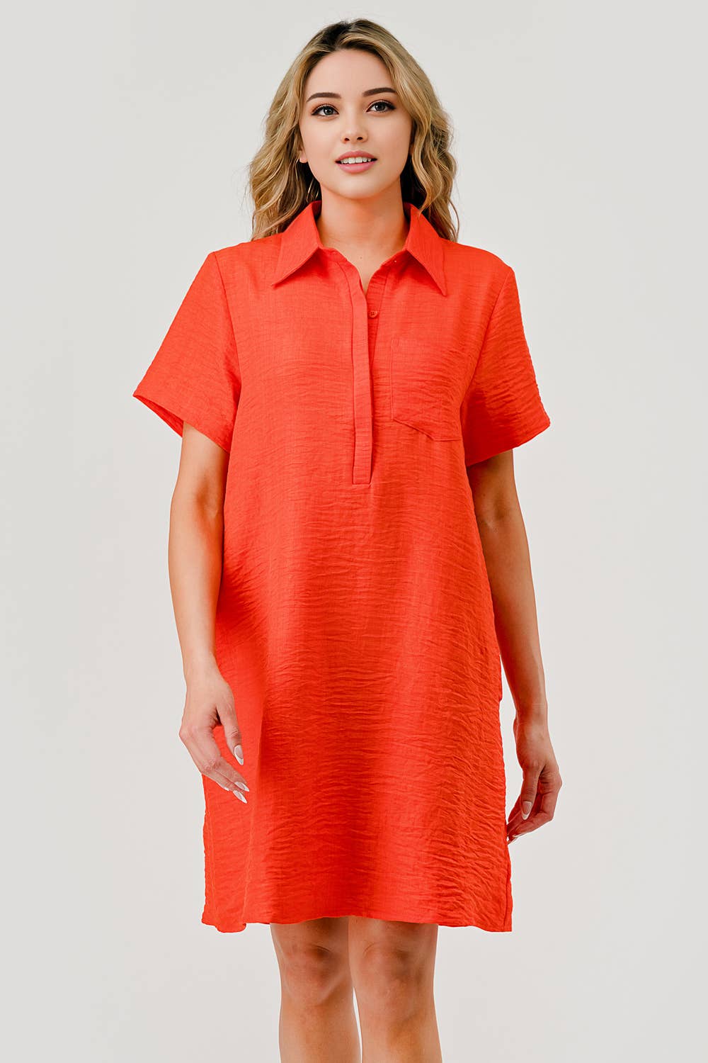 Ellie Casual Collared Game Day Shift Dress Orange MBD-9750