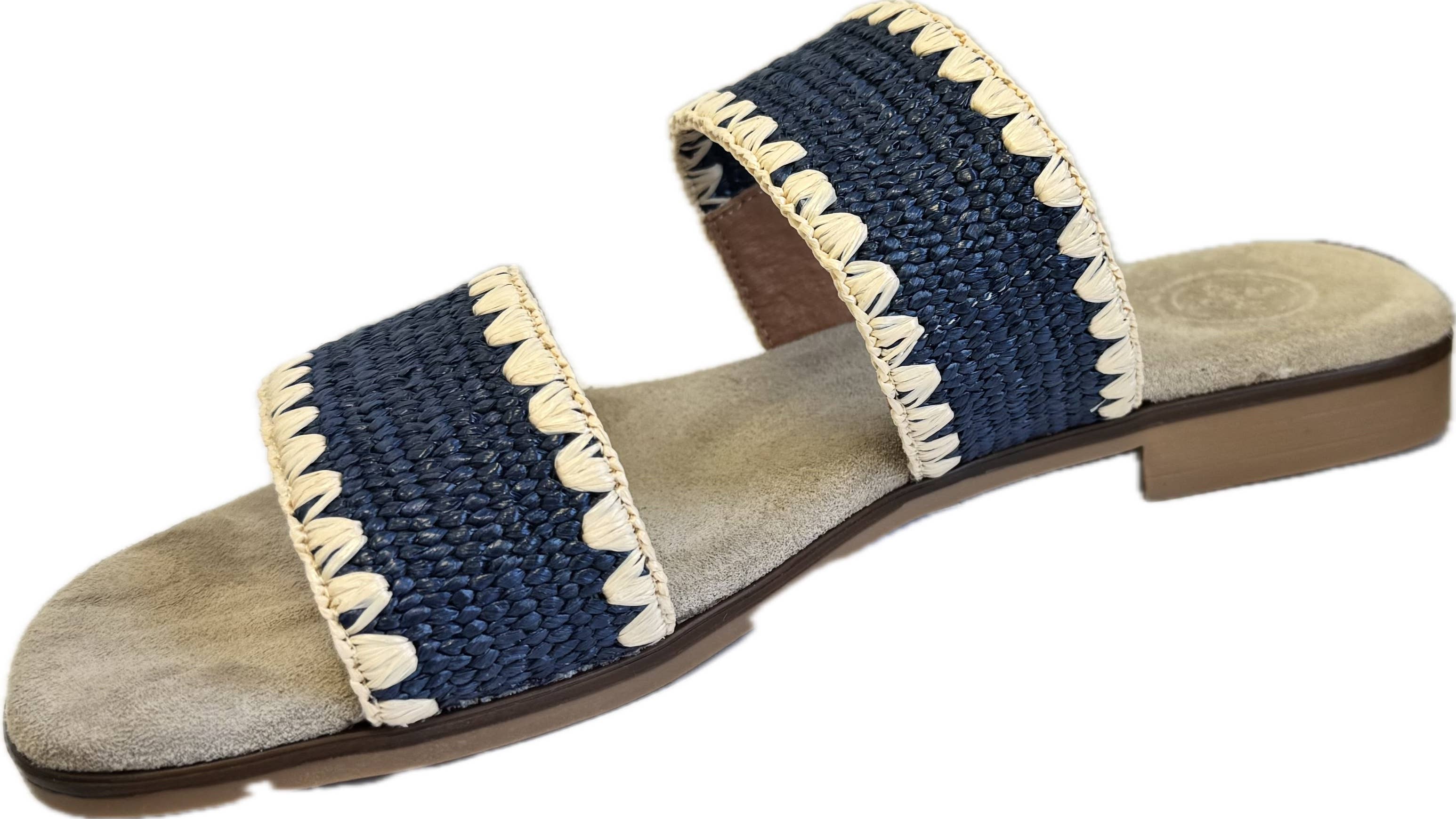 Majorca -Raffia Scalloped Slide Sandal - Spring/Summer