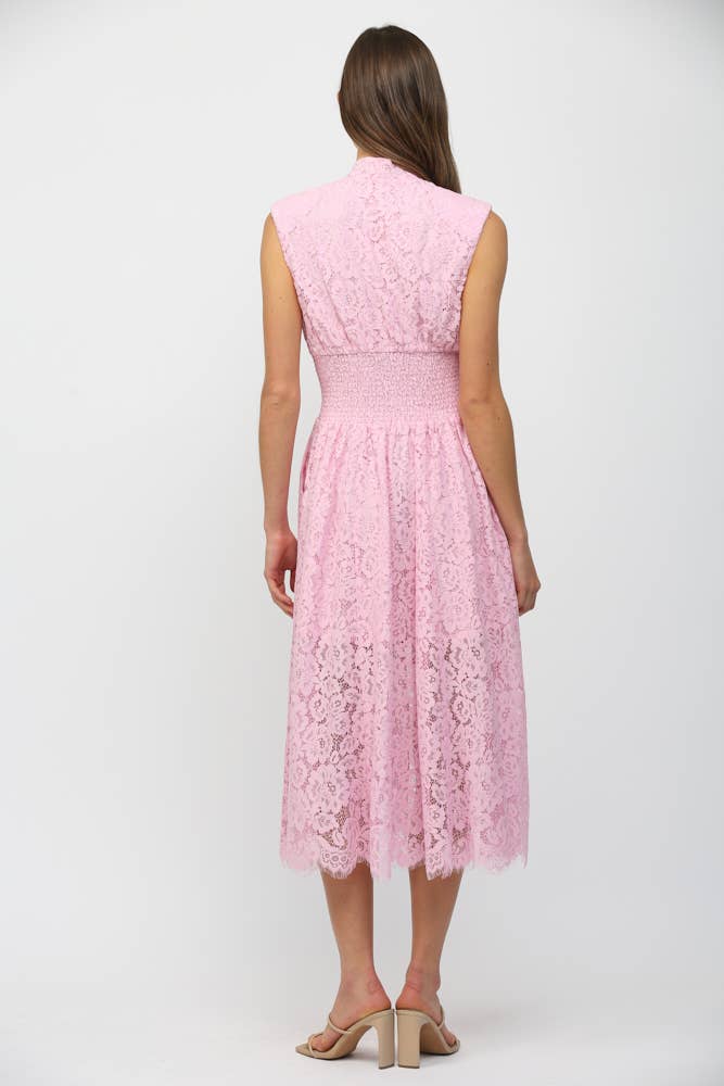 FRONT ZIP CLOSURE SLVL LACE DRESS FD34114