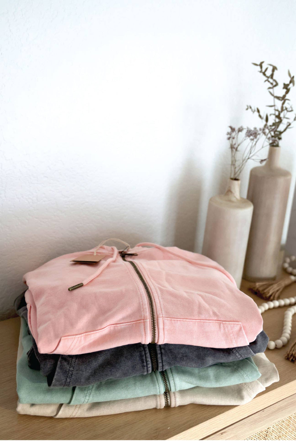 CUSTOM EMBROIDERED Cropped Mineral Zipper Hooded