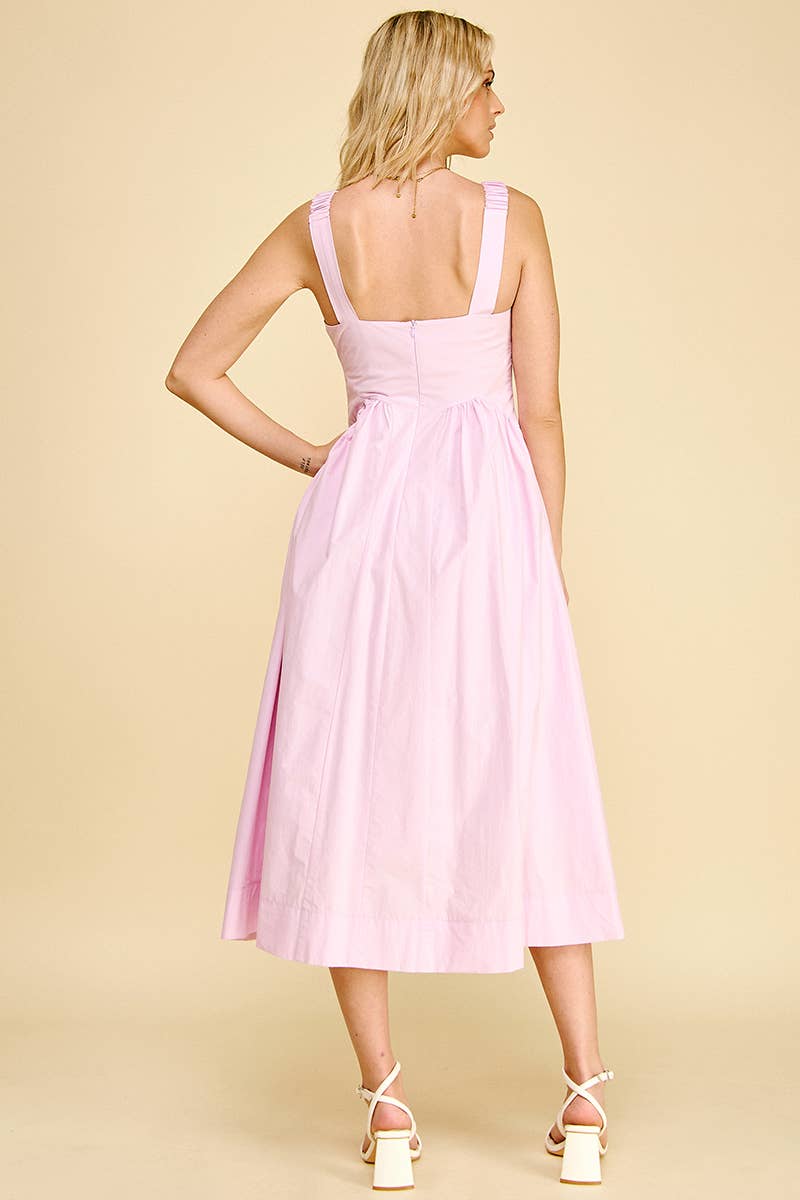 A-LINE POPLIN MIDI DRESS - 6933D