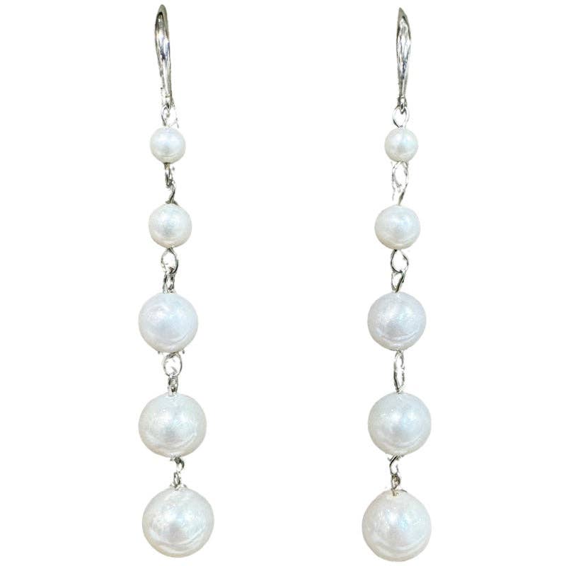 335-01-S | 5-PEARL DROP EARRINGS ON SILVER
